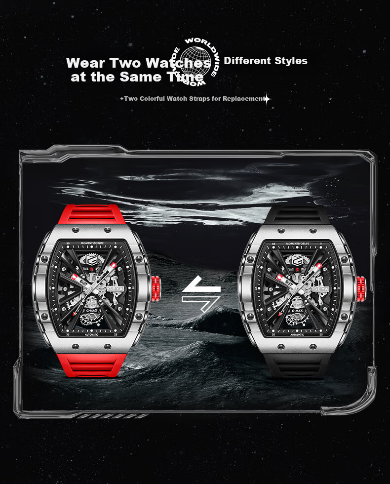 GEYA National Brand Watch, Men's Barrel-Shaped Skeleton Fully Automatic Mechanical Watch, Birthday Gift for Me 3