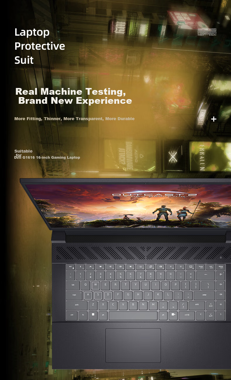 Jiasu Keyboard Cover for Dell G16 Gaming Laptop, 16-Inch Notebook Protective Film, Keyboard Dust Cover, Waterproof, Transparent, Invisible, Non-Slip 2