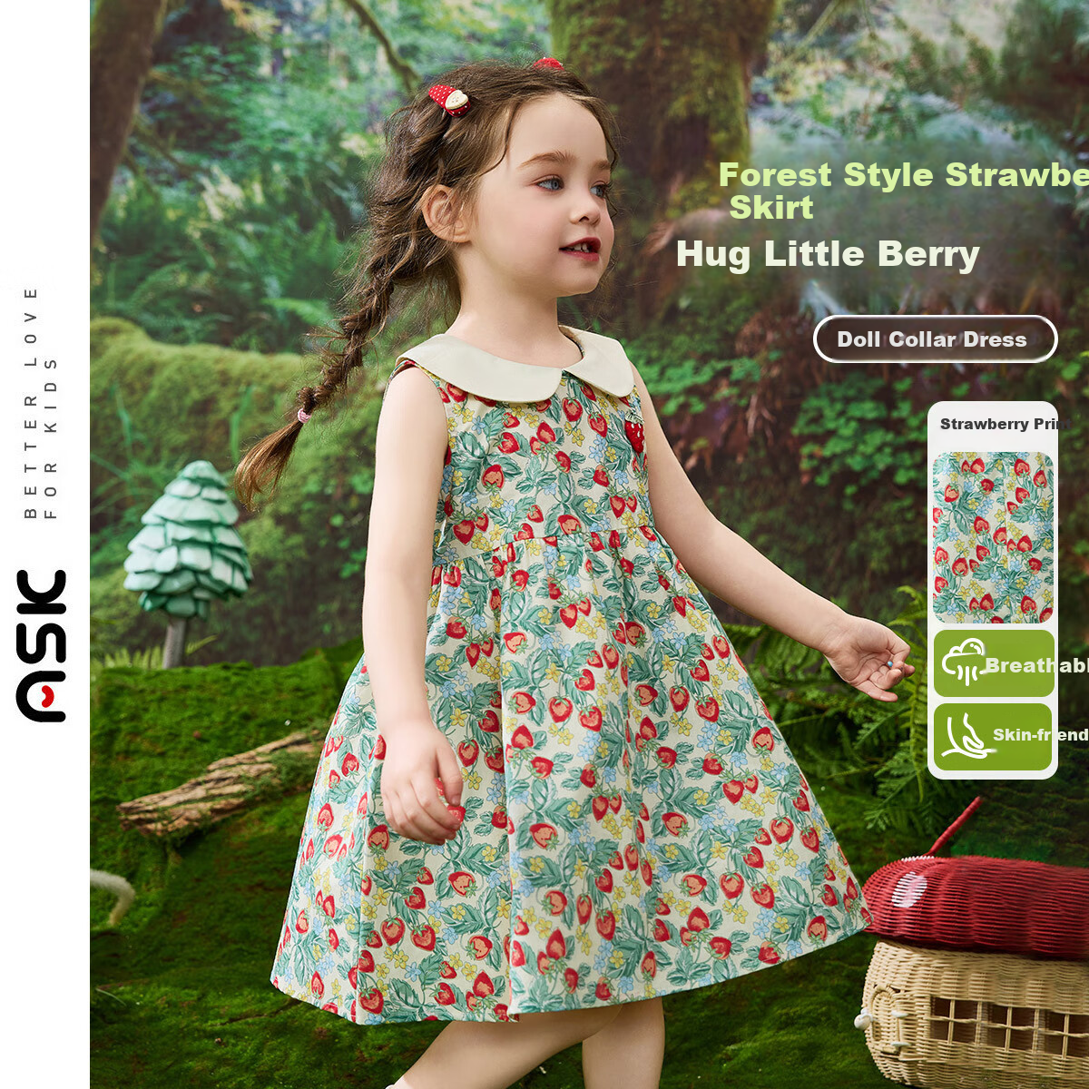 ASK JUNIOR Baby Girl Summer Dress with Peter Pan Collar, Sleeveless Sundress for Children's Vacation And Princess Dress 1