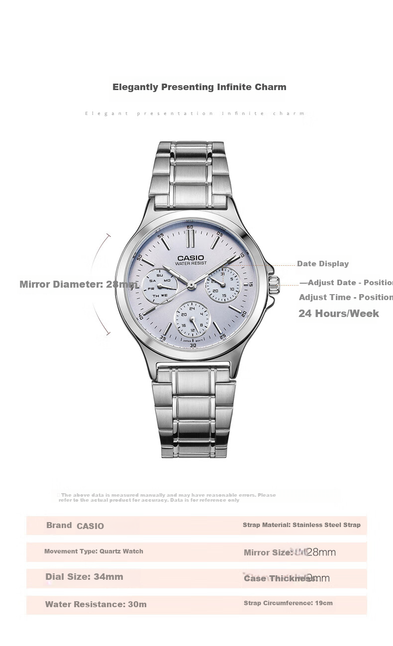 CASIO Women's Business Leather Strap Analog Quartz Watch [Valentine's Day Gift] LTP-V300D 1