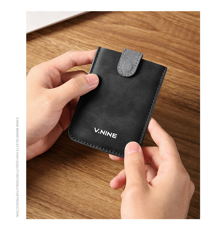 V.NINE Men's Slim Portable Card Holder And Wallet Combo with Pull-Out Design, Business Short Style Multi-Card Slots Wallet, Gift Box Packaging for Me 10