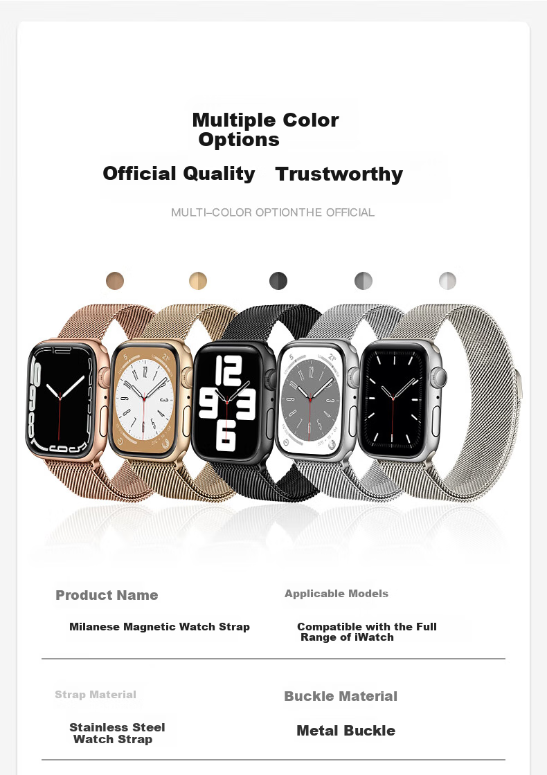 M&Q Suitable for Apple Watch Band, Compatible with Apple IWatch Milanese Loop S8/7/6/SE/5/Ultra 12