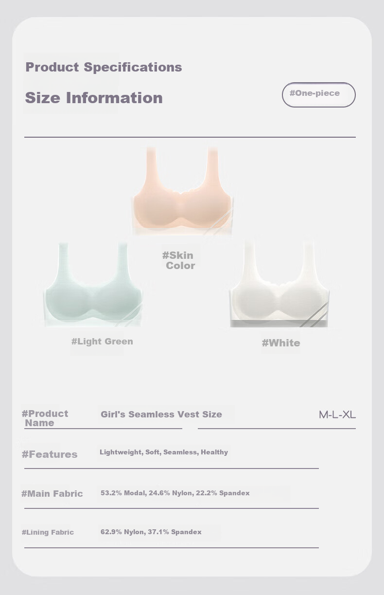Ailier &ouluola Girls' Training Bra, Puberty Camisole for Middle School Students Ages 12-16, Thin Bra for Young Girls, Style 61 White M 8