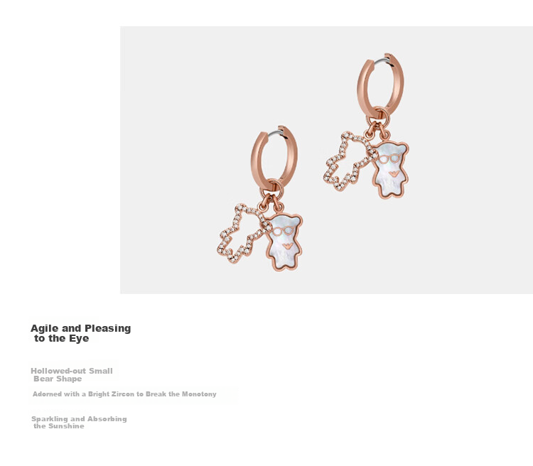 EMPORIO ARMANI Women's Stud Earrings, Bear Mother-Of Earrings, Birthday Gift for Girlfriend, EGS3115221 3