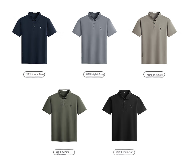 DANCING WOLVES [Quick-Dry Elastic] Summer Simple Casual Versatile Men's Short-Sleeve POLO, 211 Gray-Green, M(170) 7