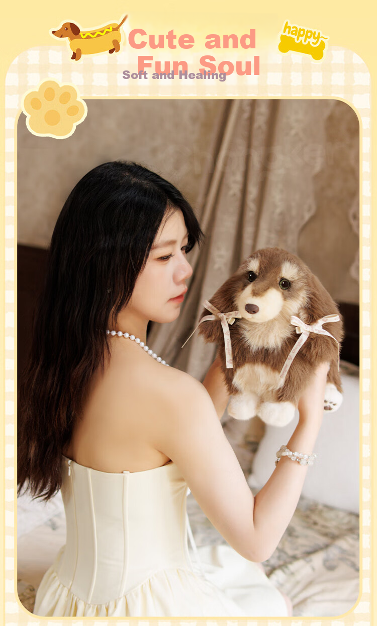 Chongke [Huang Zihongfan's Style] Pet Sausage Dog Handbag, Plush Stuffed Animal Shoulder Bag, Birthday Gift for Girls 6