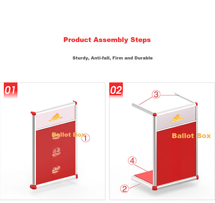 Jinlongxing Party Member Meeting Company KT Election Voting Box, Aluminum Alloy Voting Box, Ballot Box, Voting Box, Ballot Collection Box, Election Box, Large Aluminum Detachable B097, Red 14