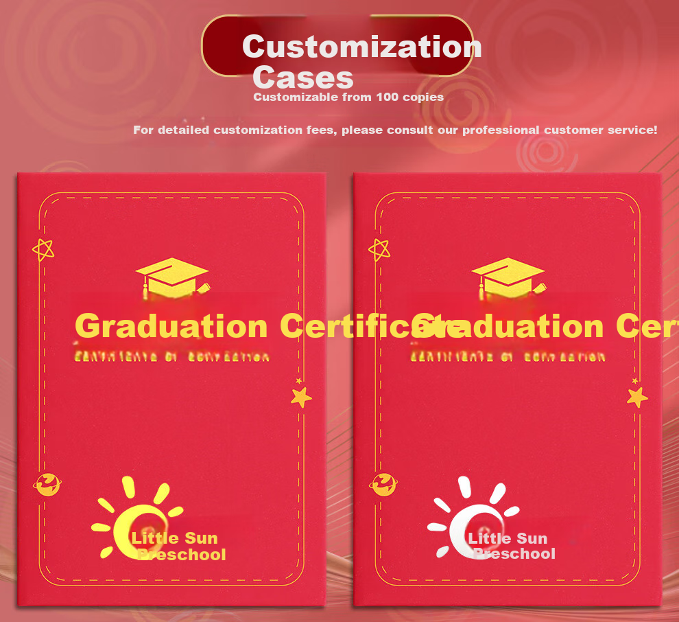 Longe [Set of 5] Kindergarten Graduation Certificate Album, Senior Class Graduation Cover, Cartoon Elementary School Student Creative Award Certificate, Graduation Certificate Gift, Customizable Cover Logo 9