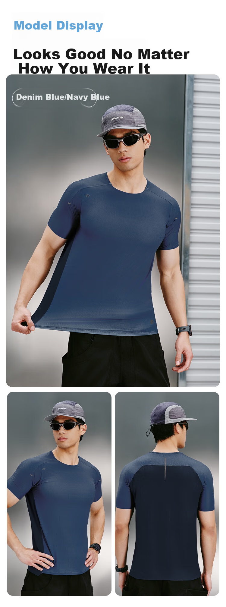 JD Original Summer Men's Breathable Sports Short-Sleeve Sweat-Wicking Quick-Dry Running Outdoor T-Shirt, Black, Size S 13