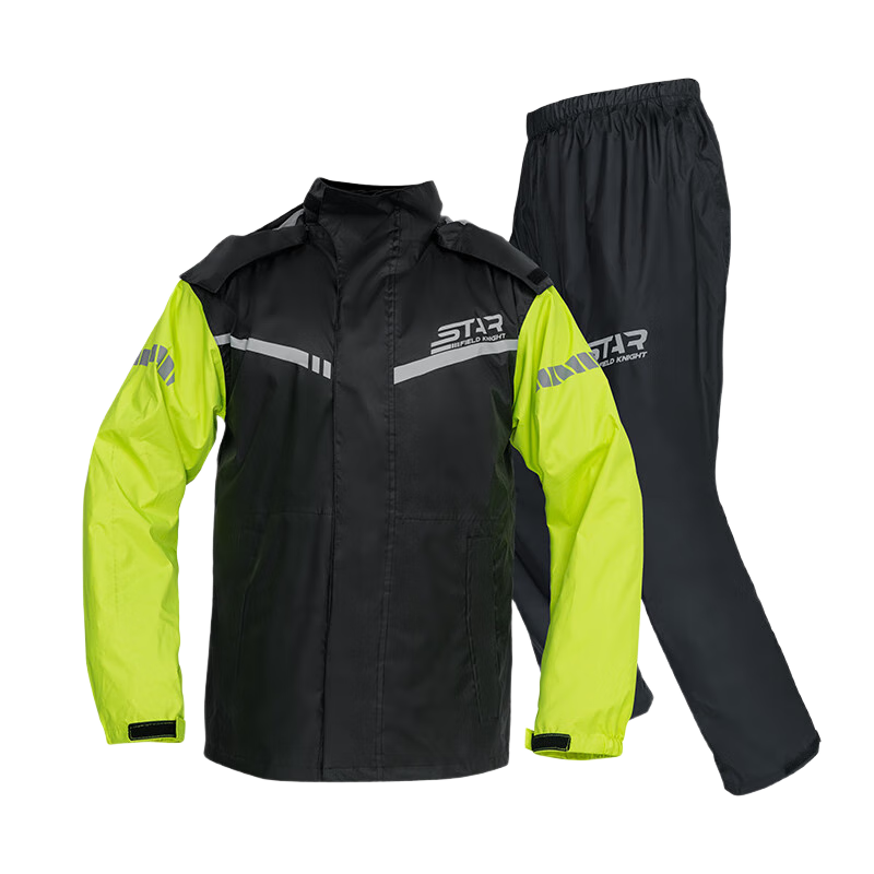 Star Knight Electric Motorcycle Raincoat and Rain Pants Split Set Single Person Mountaineering Outdoor Full Body Heavy Rainproof Green XL