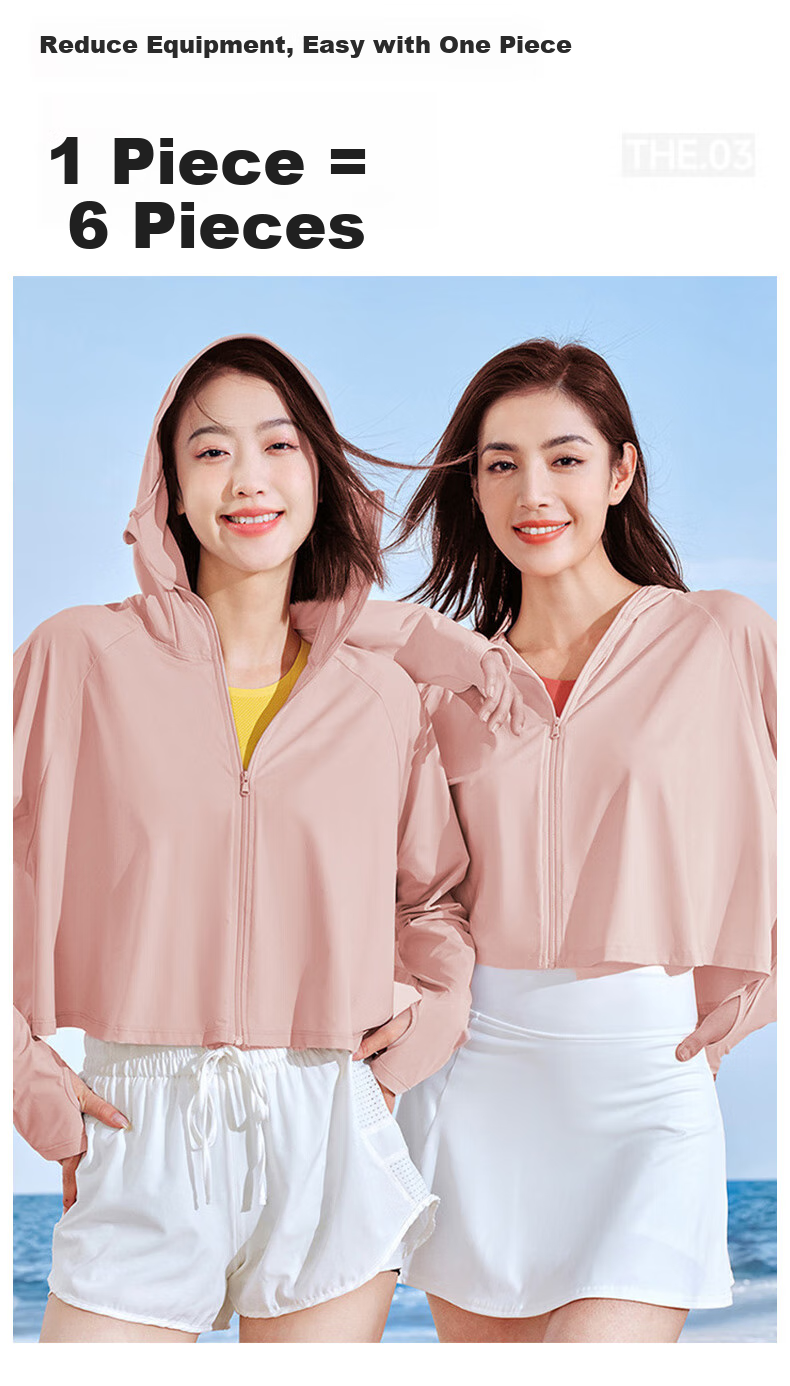 JEANSWEST Women's Summer Sun Protection Shirt UPF50+ Ice Silk Cooling Cape with Large Brim White L 6