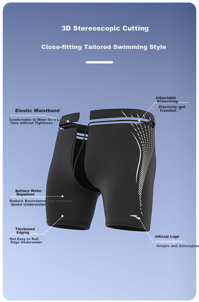 ANTA Men's Swimming Trunks, 2025 New Professional Racing Swim Shorts, Anti-Embarrassment, Chlorine-Resistant, Breathable, Comfortable Boxer Briefs, Black 2XL 4