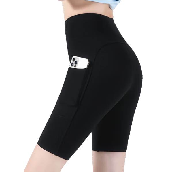 MiiOW Women's Five-Pocket Shark Shorts Summer Thin High-Waist Tummy Control Hip-Lifting Cycling Yoga Leggings Shorts