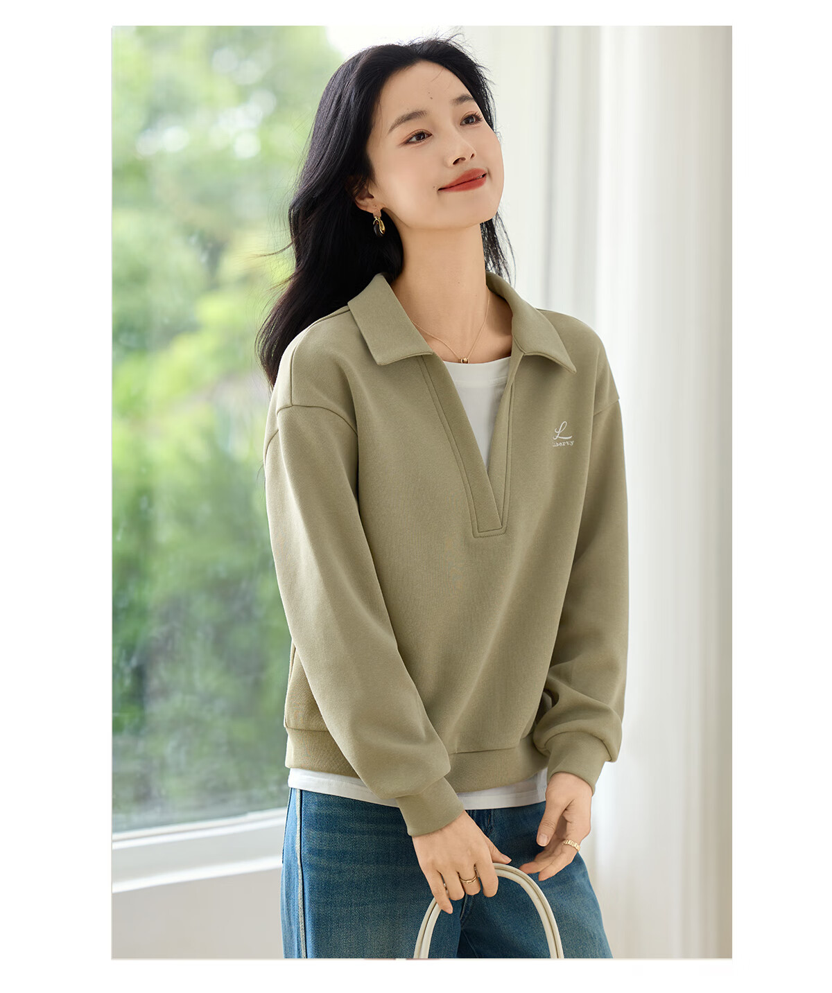 Chushen Spring Autumn Women's Classic POLO Spliced Fake Two-Piece Fashion Design Top S53W048 5
