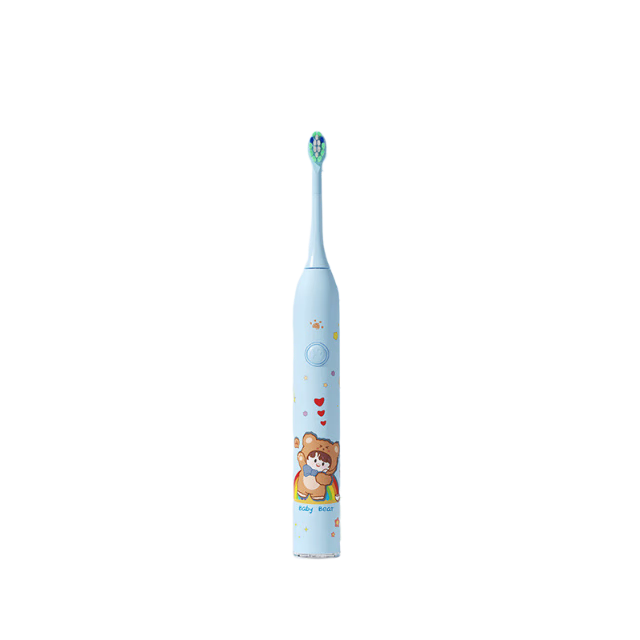 AUX Kids Electric Sonic Toothbrush for Ages 5-15, Soft Bristles, Gum Care, Long Battery Life, Youth Toothbrush for 12+ Years, Bear Blue A1 with 6 Brush Heads + Travel Case