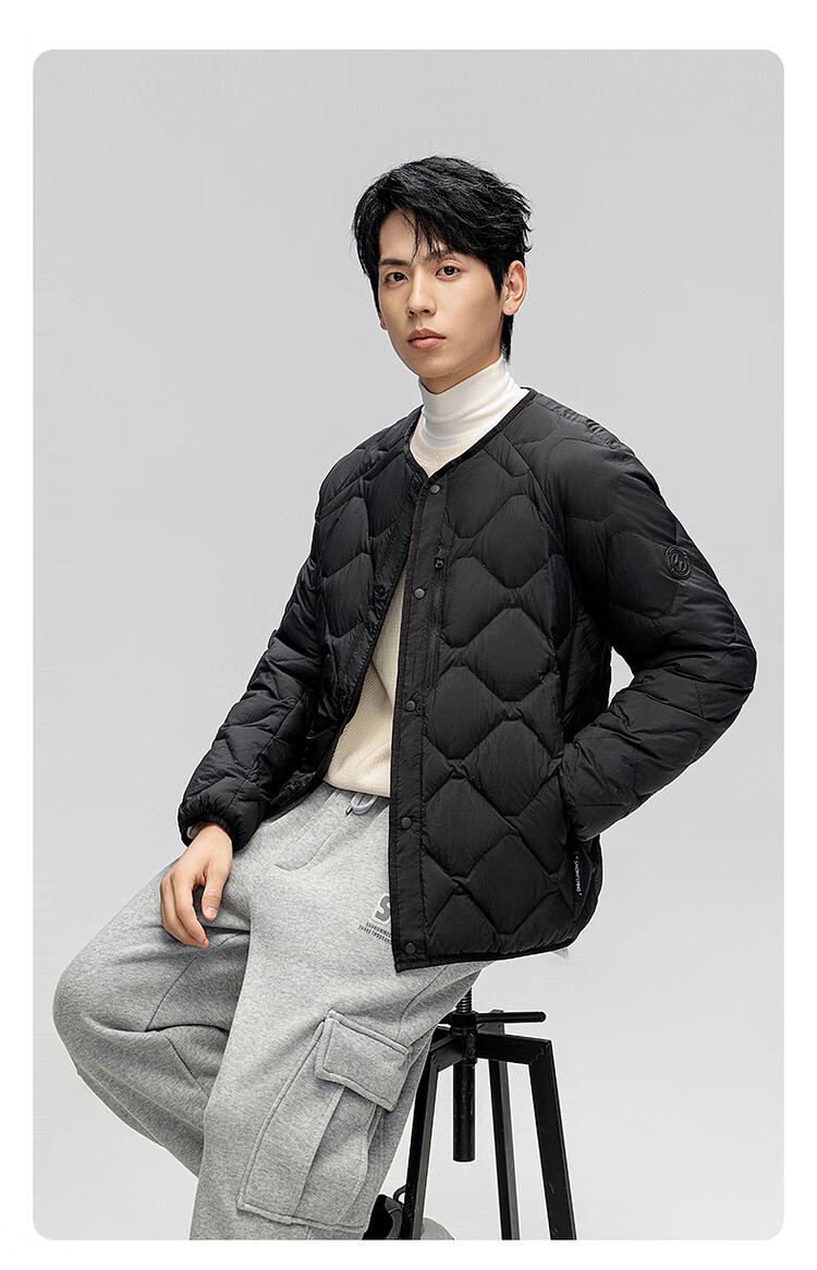 SNOWFLYING Autumn Winter New Men's Lightweight Basic Down Jacket with Large Pockets, Practical Round Neck Duck Down Lightweight Jacket for Men 5