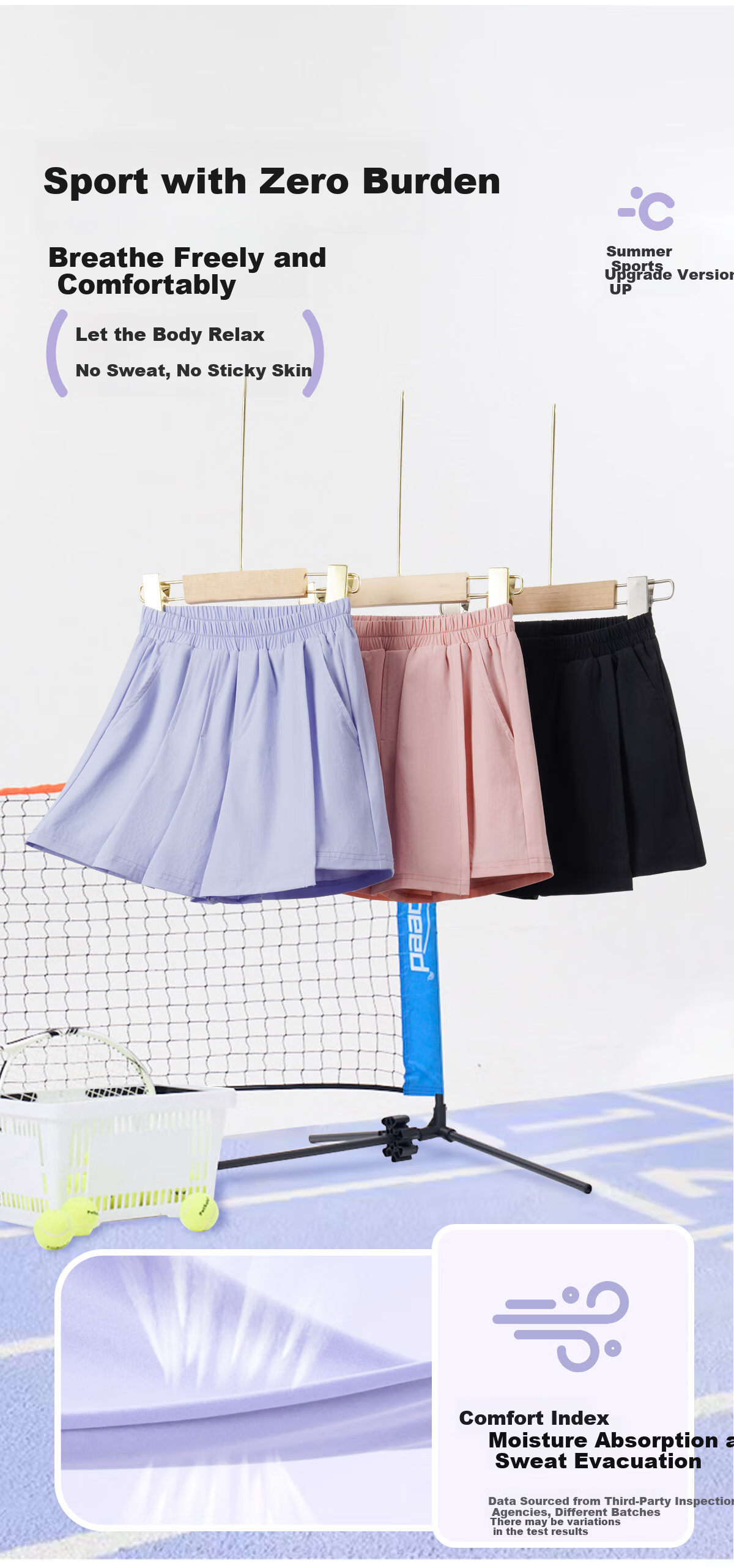 TonLion Girls' Summer Sun Protection Pleated Skirt Shorts Set, Moisture-Wicking And Sweat-Absorbing, Anti-Pilling Skirt Shorts, Pink, Size 140 6