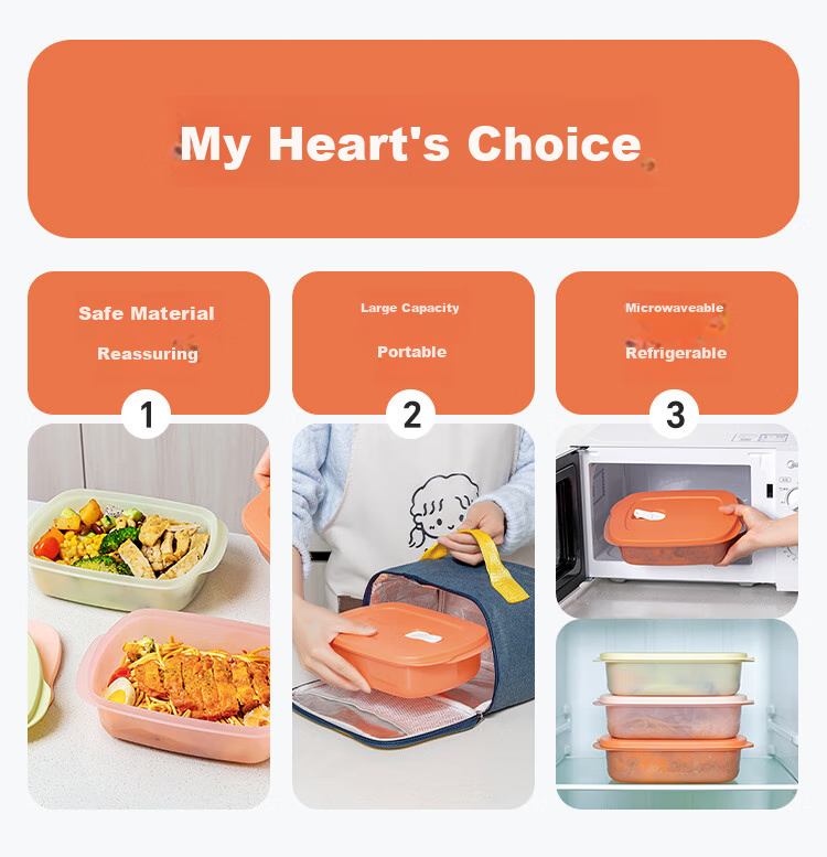 Tupperware Rectangular Lunch Box 1L Microwaveable Portable Sealed Bento Box for Students and Office Workers Macaron Blue 3
