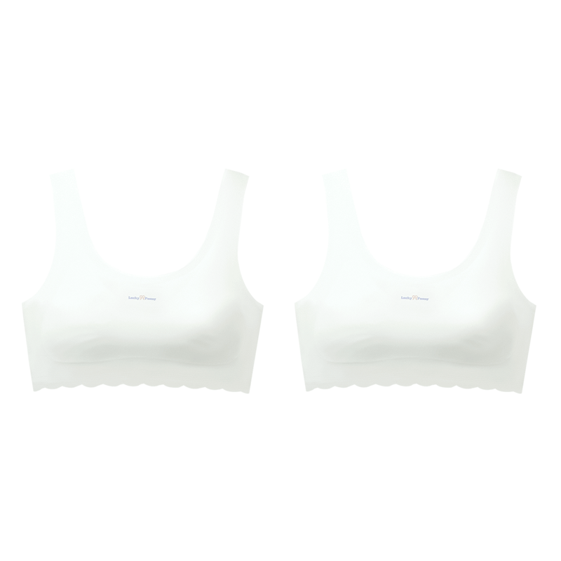 Hodohome Girls' Bra, Second Stage Development Period, Seamless Underwear for Young Girls, Breathable Vest for Older Children, 002 Three B90