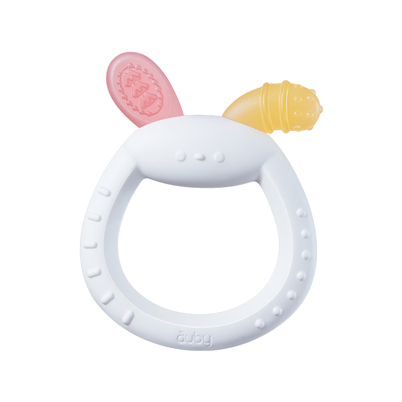 Auby Infant And Toddler Toy, Small Rabbit Comforting Silicone Teether, Rattle, Newborn 0-6 Months Baby Visual And Auditory Grasping Toy