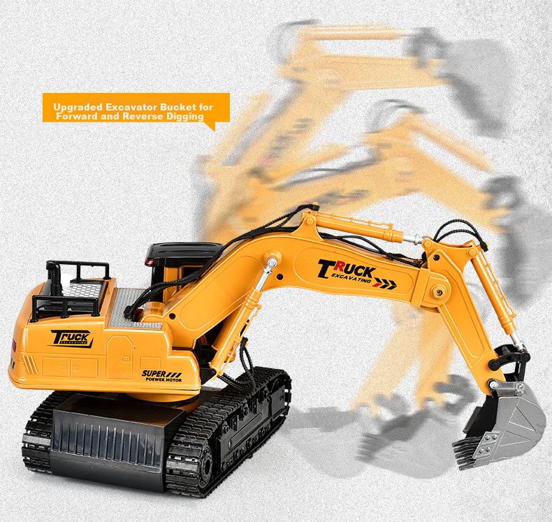 LEAIXIANG Children's Alloy Remote Control Excavator, Electric Toy Digger, Beach Sand Digging Machine, Boys' New Year Gift 3