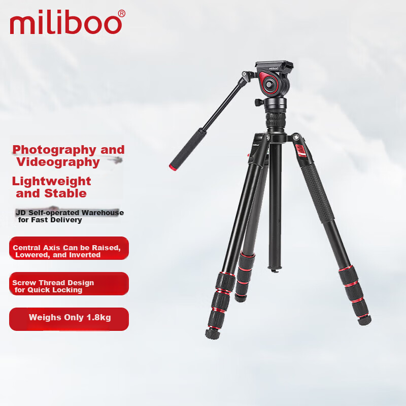 Milibo MUFB Carbon Fiber Mirrorless Camera Tripod, Photography And Videography Camera, Lightweight Portable DSLR Carbon Fiber Tripod with Screw Base, with Hydraulic Ball Head Kit