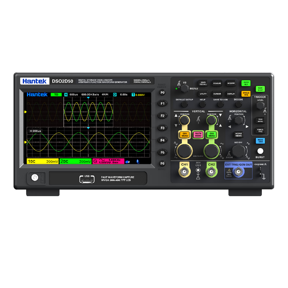 Hantek DSO2D50 Dual Channel Digital Oscilloscope Multifunction 2GSa/s Sampling Rate 500MHz Bandwidth