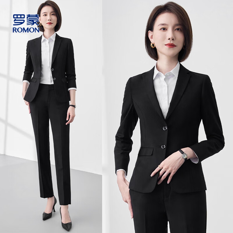 ROMON Women's Blazer Suit Professional Solid Slim Fit Casual Workwear High-End Jacket