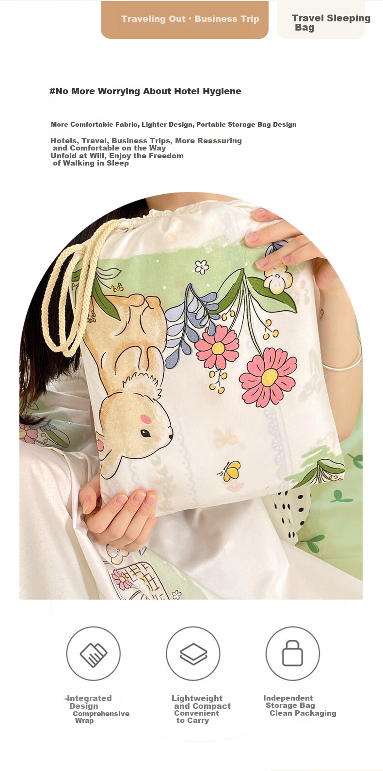 KING SHORE Class A Antibacterial Travel Sleeping Bag Liner, Portable Hotel Anti-Dirt Sheet, Huayang 1.8*2.1M 2