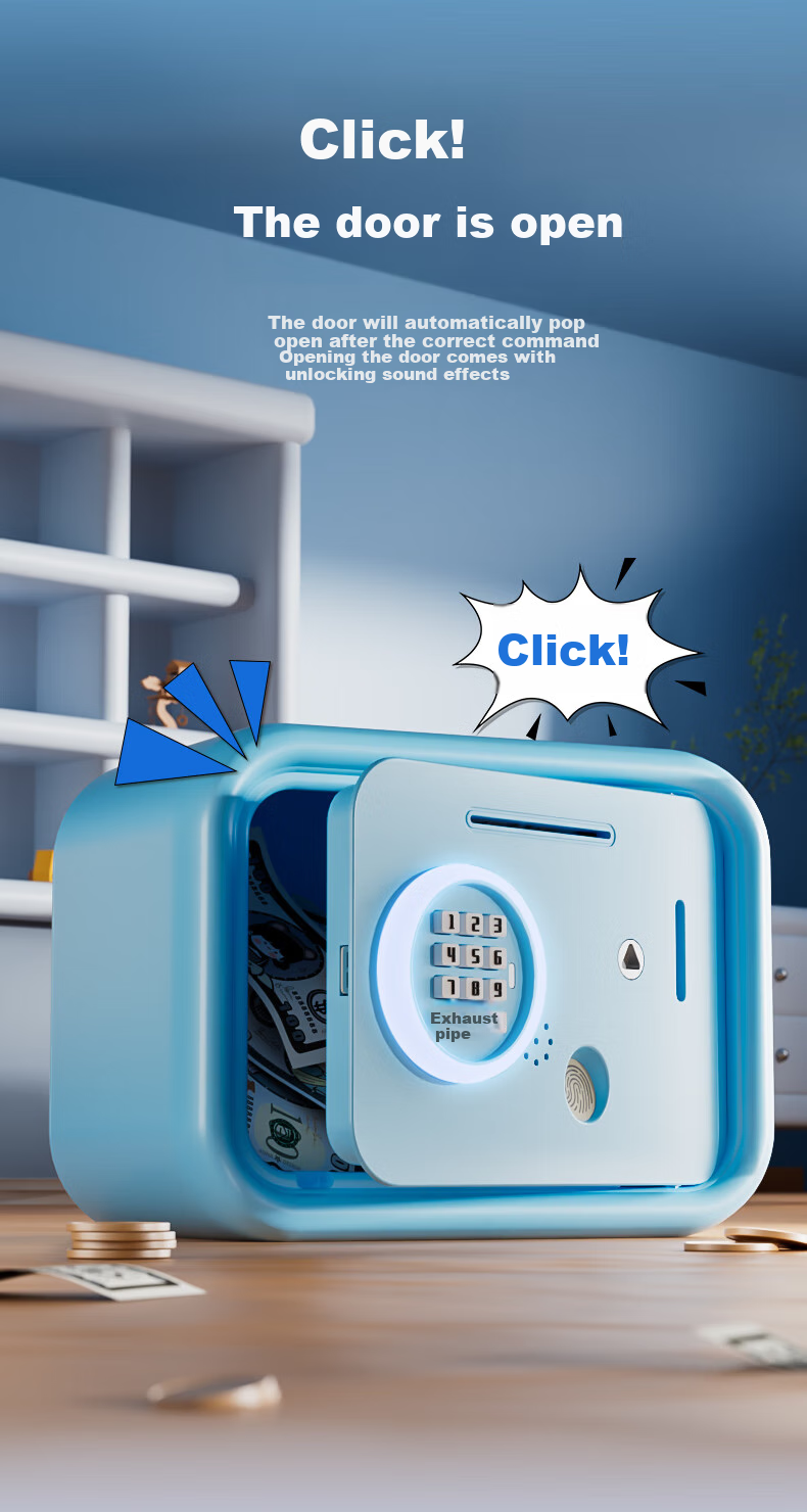 SODEEP Children's Piggy Bank with Password Toy, Simulated Fingerprint Accessible Savings Box, Birthday Gift for Elementary School Boys And Girls 4
