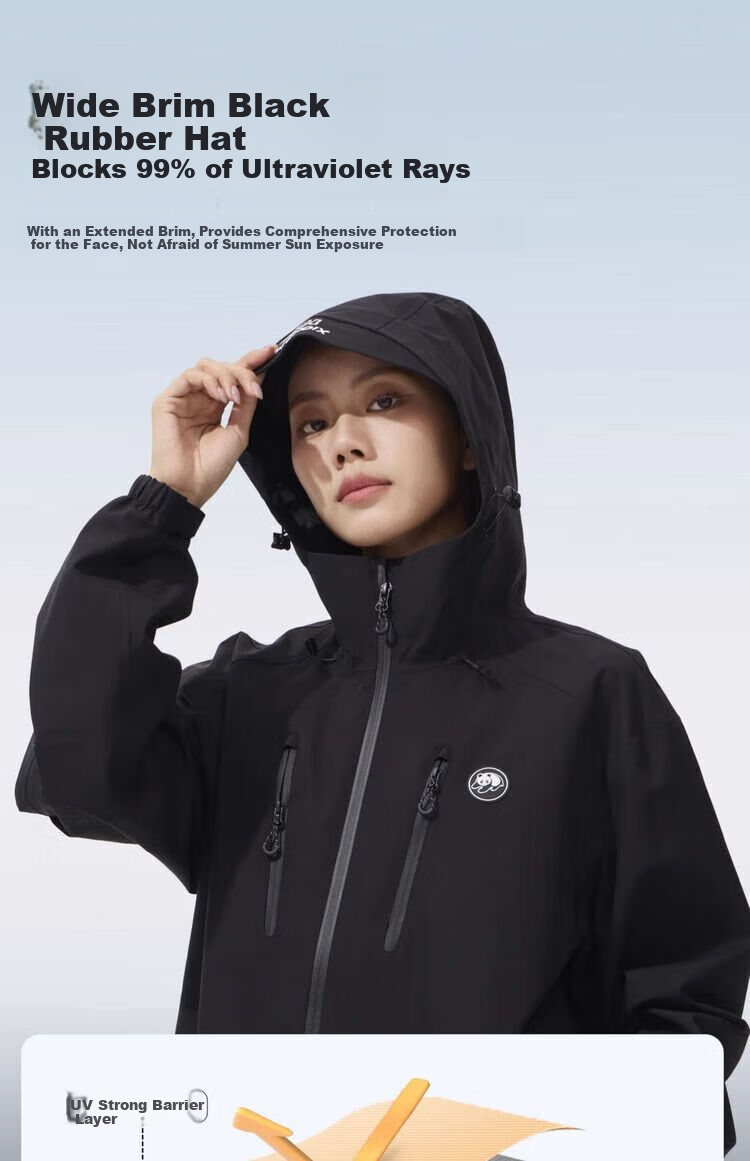 CAMEL Women's Clothing [Panda Series], Single-Layer Unisex Windbreaker, New Spring Style for Men And Women, Waterproof And Windproof Hard Shell Jacket 9
