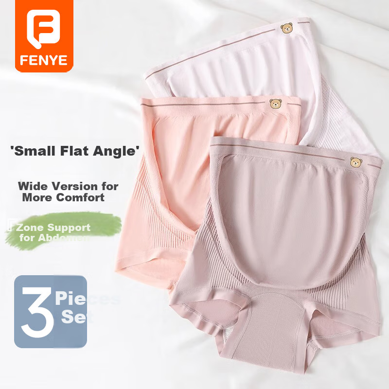 FENYE Maternity High-Waist Underwear with Extended Crotch for Late Pregnancy, Seamless Large-Size Thin Boxers