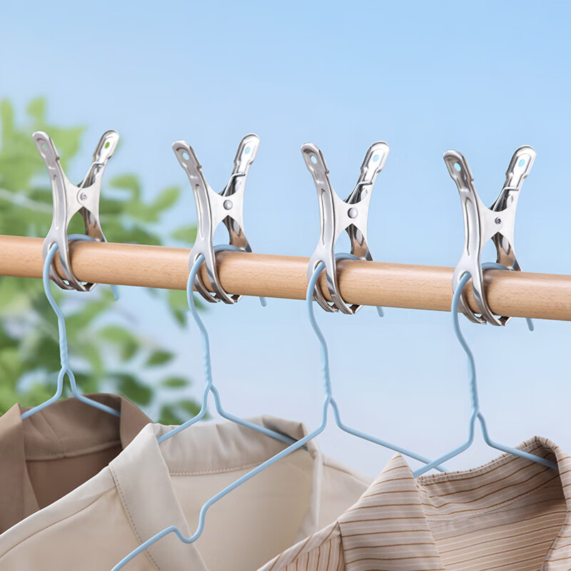 CHAHUA Stainless Steel Windproof Drying Clips, Large Size for Quilts And Clothes, Hangers, 4 Pieces