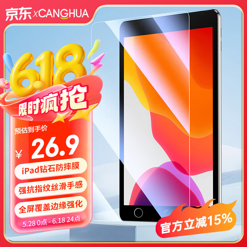 CangHua Tempered Glass Screen Protector for IPad 5/6, Compatible with 2017/2018 IPad Air2/Air1, 9.7-Inch Protective Film for Apple Tablet, 6th And 5th Generation HD Screen Protector