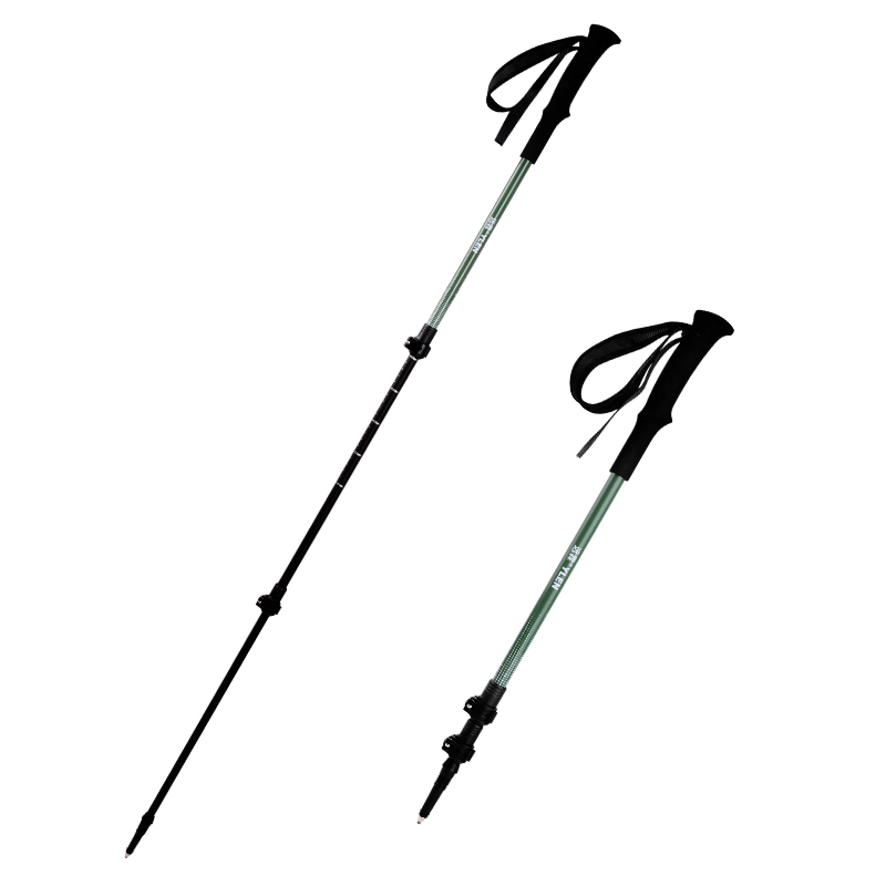 Yuanlin Trekking Pole Outdoor Hiking Lightweight Portable Telescopic Aluminum Alloy Walking Stick Self-Defense Cane Fairy Trail Green