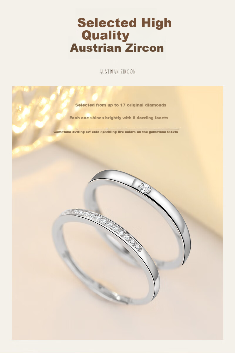 MANHE S999 Sterling Silver Ring for Women, Open-End Plain Band Jewelry, Engagement Diamond Ring, Women's Ring, Valentine's Day Gift 3