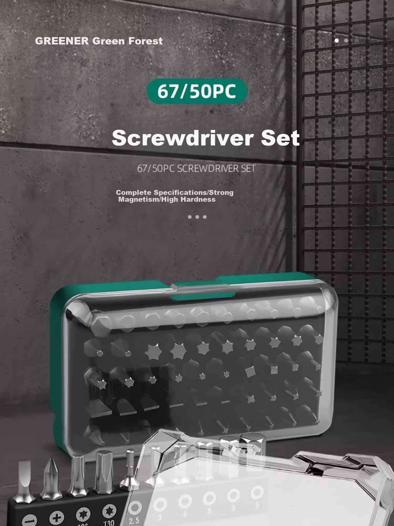 GREENER Screwdriver Bit Set, 50 Pieces, Household Phillips Ultra-Hard Hexagon Torx Electric Screwdriver Bits, High Hardness Anti-Slip 2