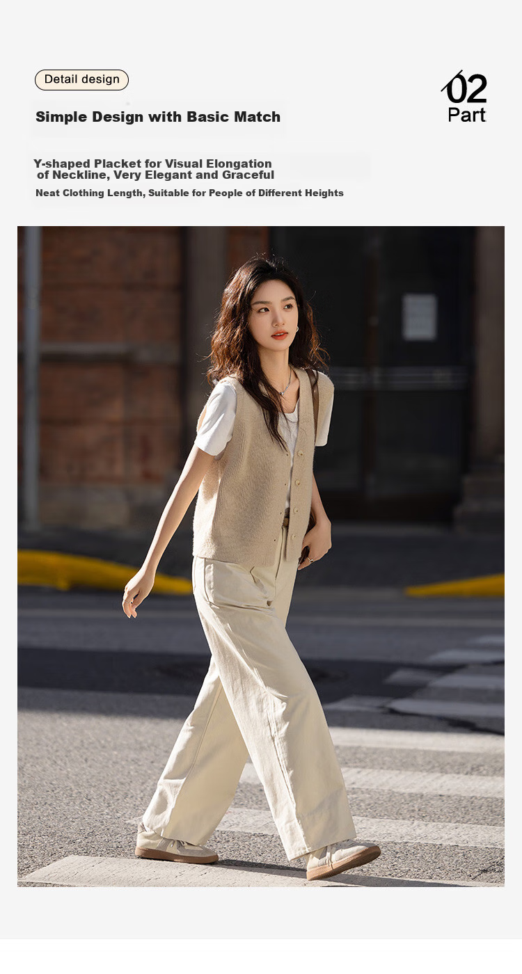 Dme [Daily Commute Knitted Vest] Spring V-Neck Basic Versatile Sleeveless Knit Top for Wome 7