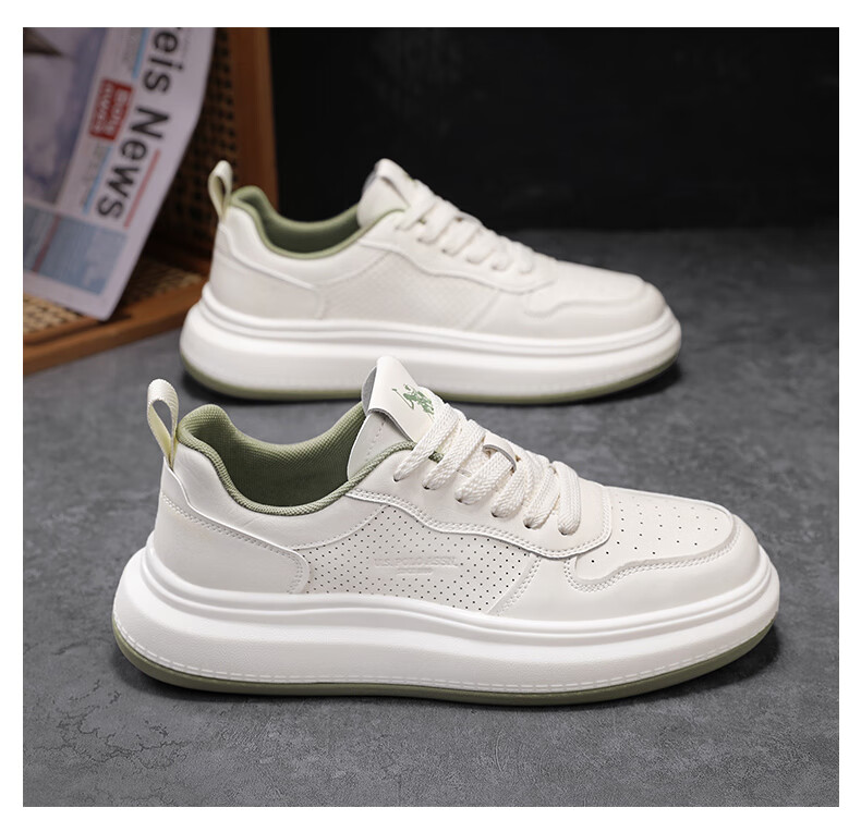 U.S. POLO ASSN. Men's Shoes, Spring And Summer New Style Breathable White Sneakers, Outdoor Casual Shoes for Men, Soft-Soled Lightweight Skateboard Shoes for Me 24