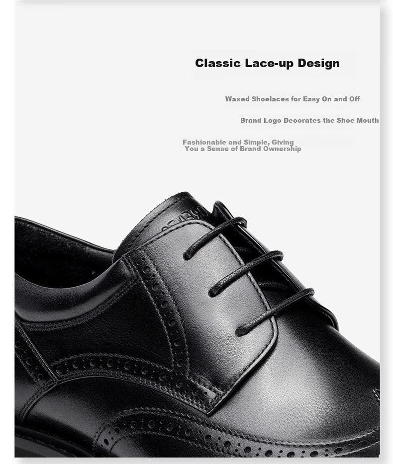 LAORENTOU Men's Leather Shoes, Business Casual Brogue Style Formal Shoes, High-Quality Brogue Brand Dress Shoes, LA11366, Black, Size 38 5