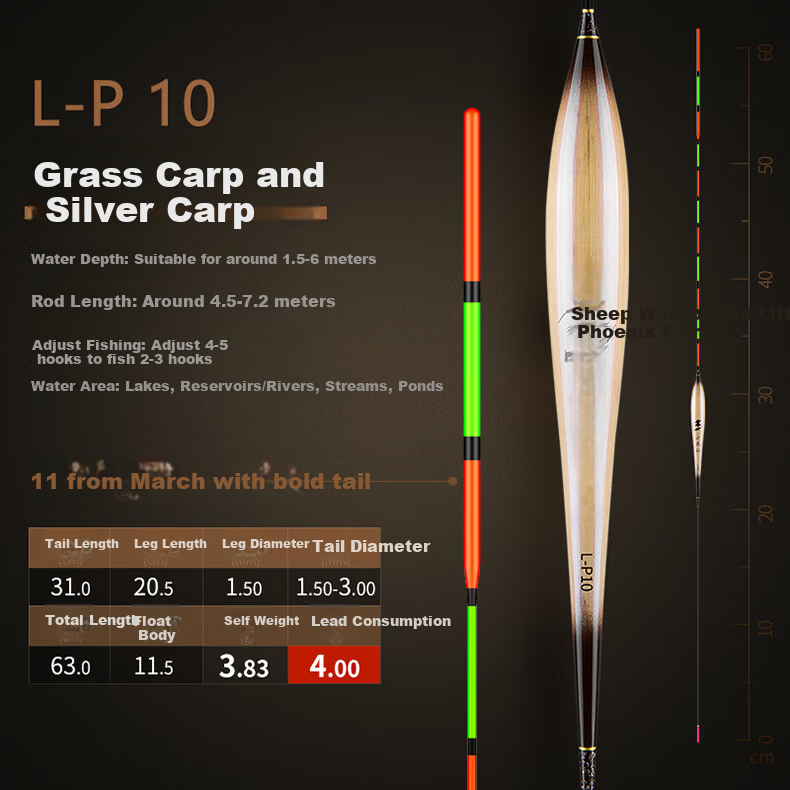 Xiaofengxian L-P04 Carp And Bighead Carp Mixed Breeding Reed Float, Highly Sensitive, Eye-Catching, Thickened Stroke, Big Fish Float, Black Pit Buoy, Fishing Tackle 19