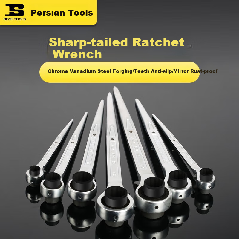 BOSI Pointed Ratchet Wrench with Double-Sided Quick-Release Sockets, 19×21MM BS361921