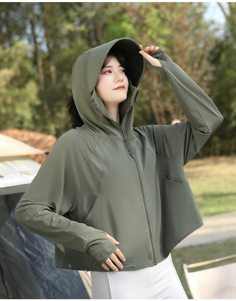 Langsha Women's Summer 2026 New Black Coated Brim UV Protection UPF50+ Ice Silk Outdoor Sun Protection Jacket 13