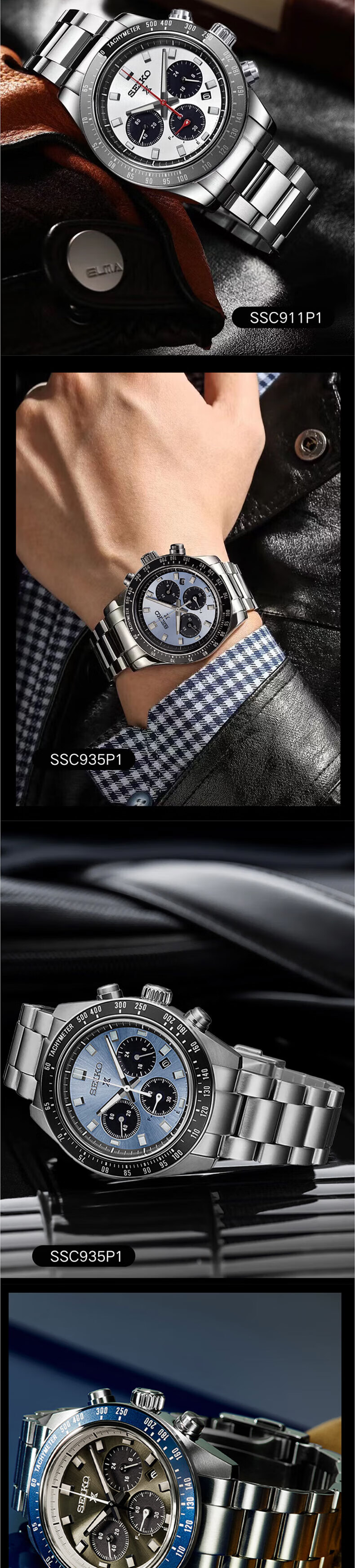 SEIKO Prospex Panda Solar-Powered Three-Eye Chronograph Luminous Men's Wristwatch [Gift] SSC943P1 1