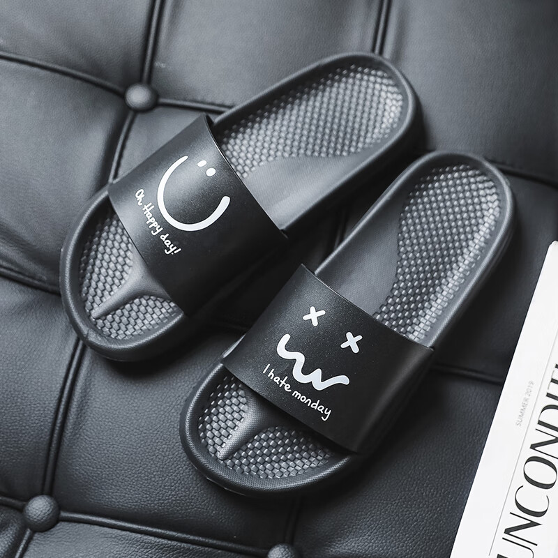 XGGC Japanese-Style Slippers Summer Men's Home Soft-Soled Indoor Shower Non-Slip Couple Outdoor Wear Sandals Women's Black 38-39