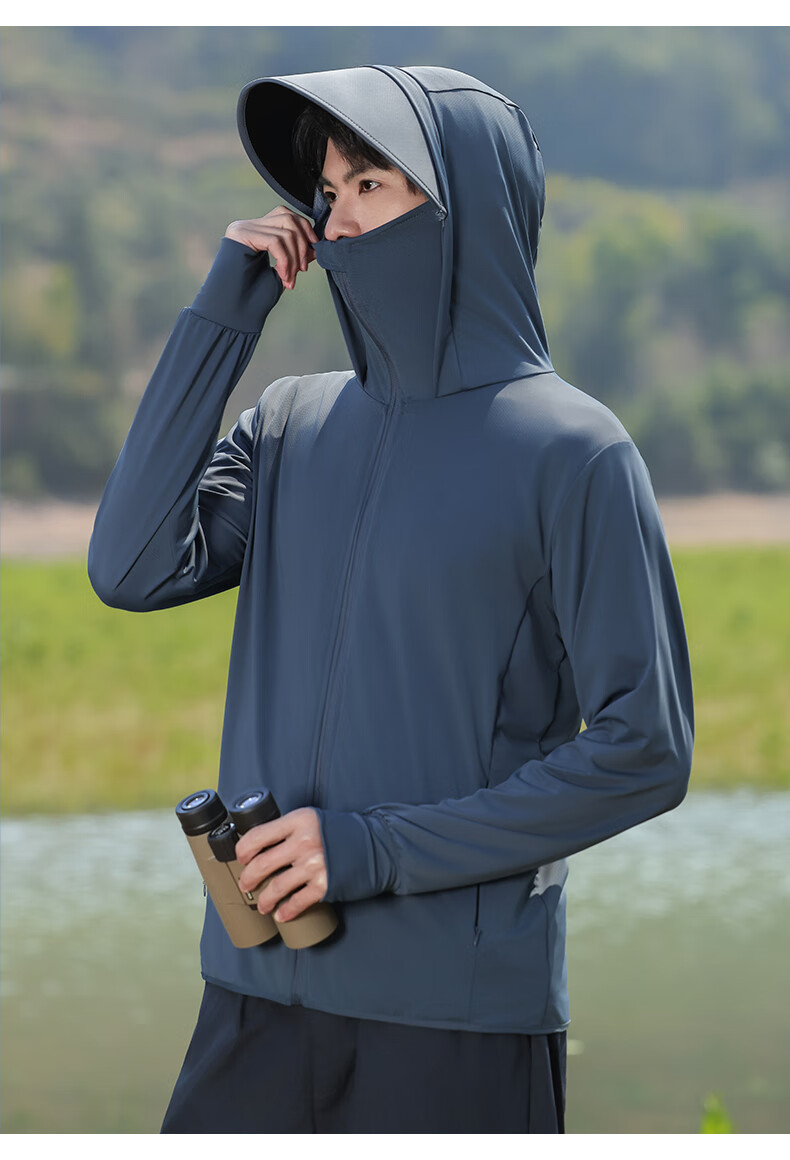 Combo Men's Ice Silk Summer UV Protection Ultra-Thin Breathable Cycling Outdoor Sun Protection Jacket Women's Fishing Coat 44