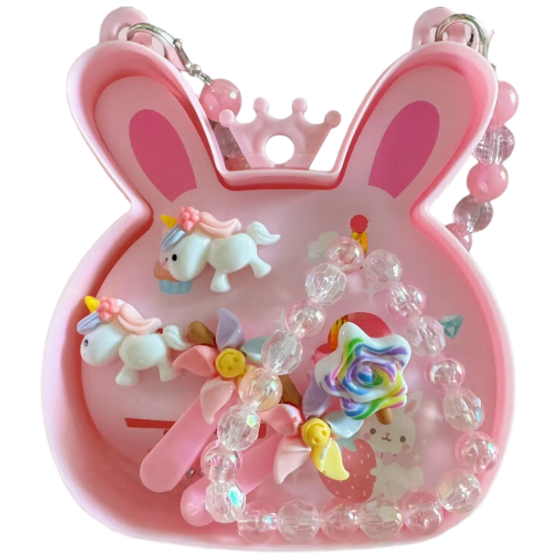 Jiaxiang Children's Gift Set Girls Baby Hair Clips Earrings Accessories Unicorn 6-Piece Set Little Rabbit Box