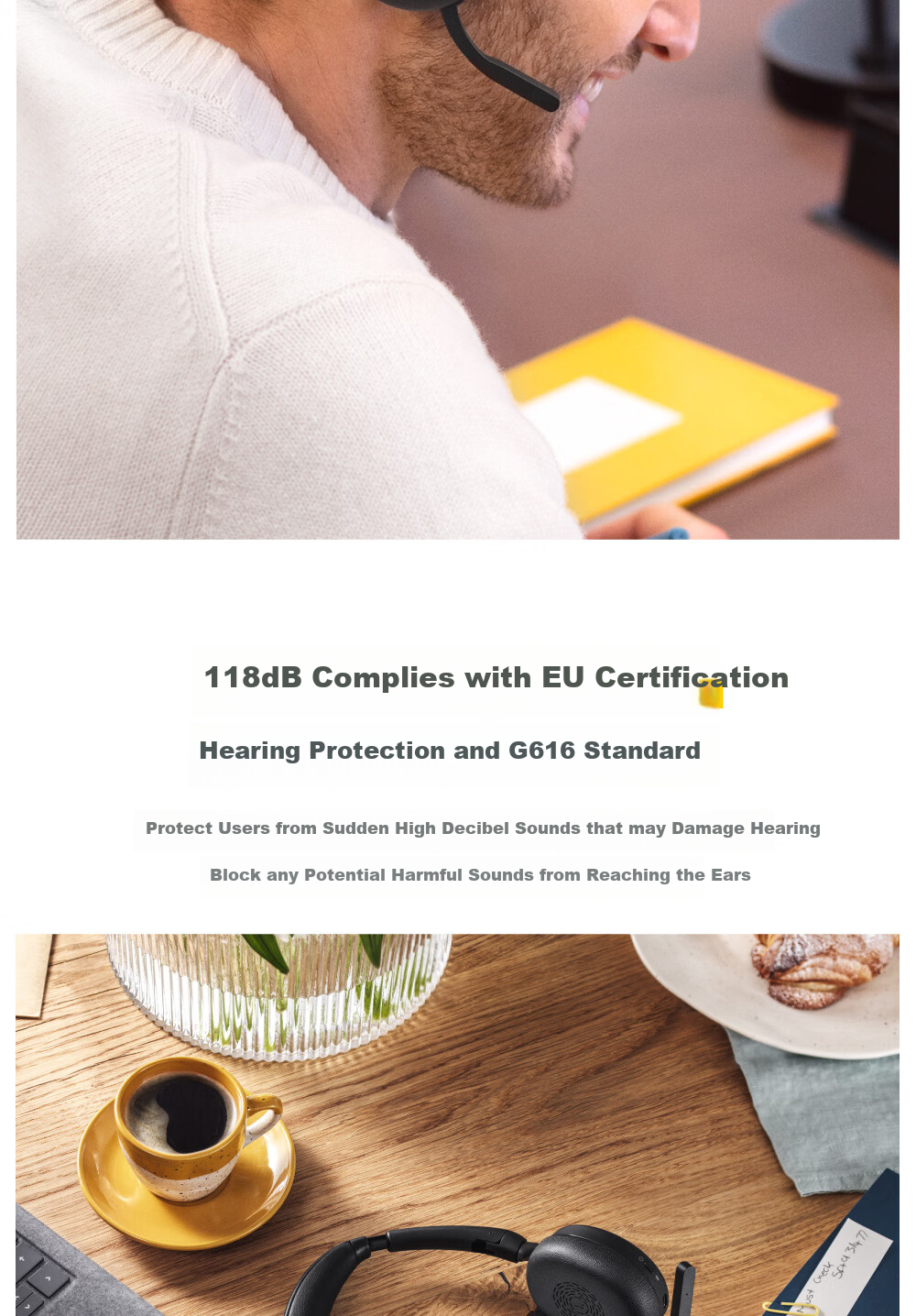 Jabra Evolve2 65 Flex UC Wired Headset with Wireless Charging Dock for Computer Office Meetings, Customer Service Calls, Online Education, Bluetooth Noise-Cancelling Headphones 13