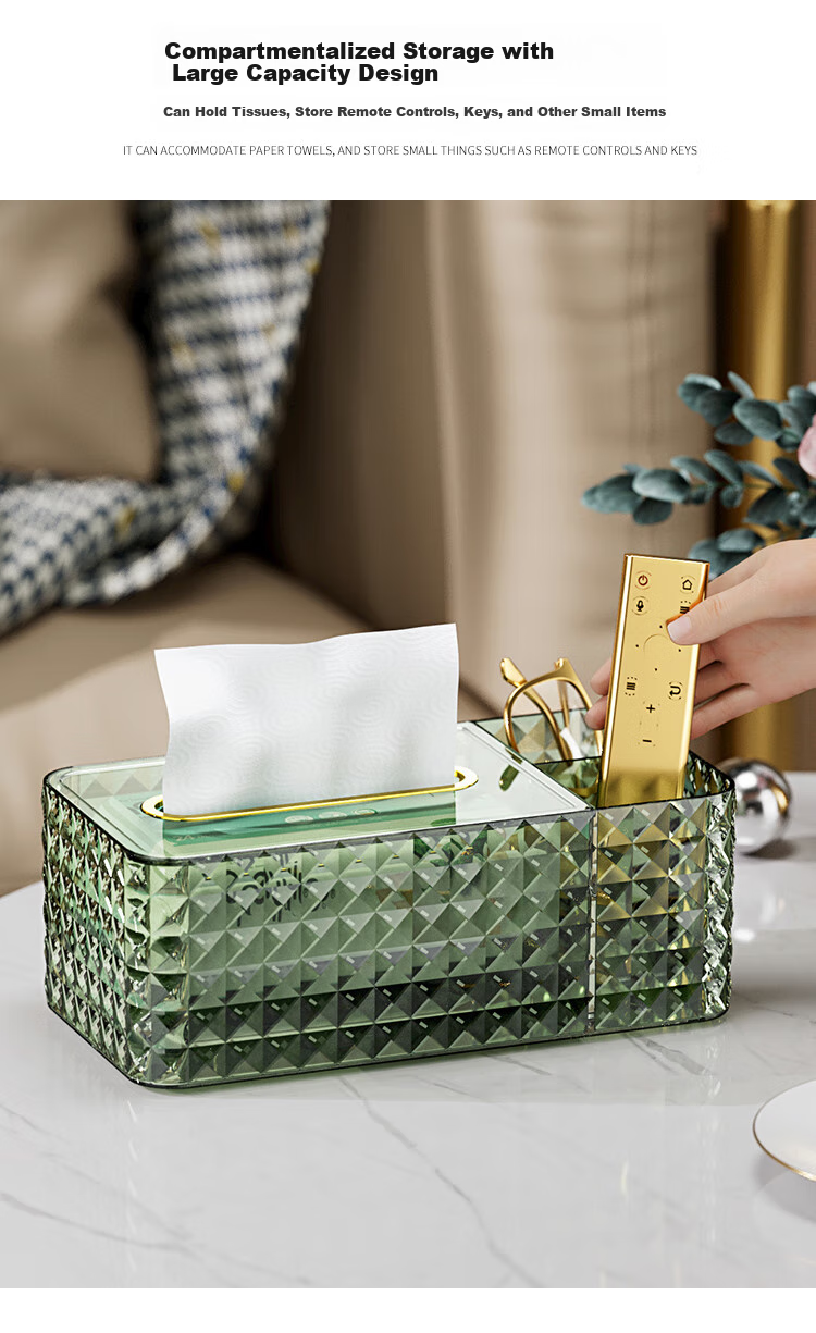 Daisy Leaf Desktop Storage Box, Tissue Box, Light Luxury Living Room Coffee Table Tissue Holder, Home Remote Control Storage Box 6