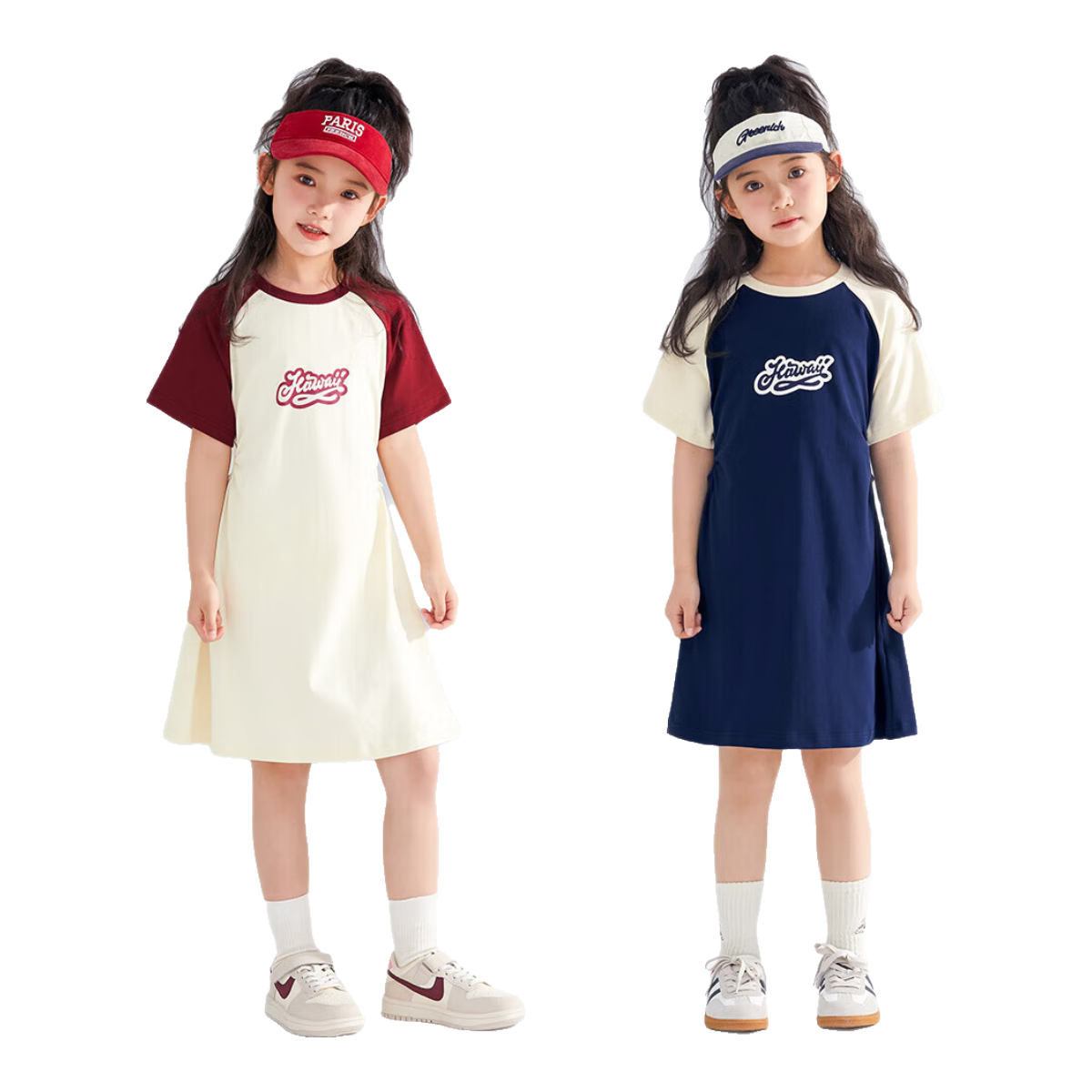 QQ DUCK Children's Clothing Girls' Short-Sleeve Dress Baseball Dress Youth Clothing Holiday Sports Dark Blue; 160